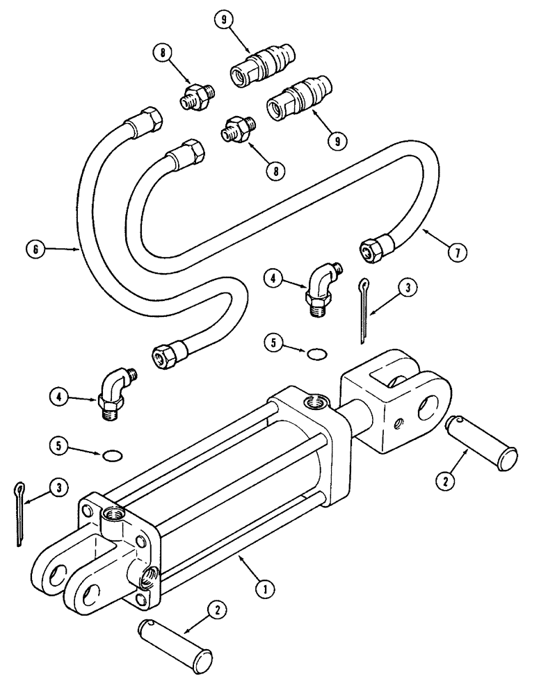 Схема запчастей Case IH 800 - (8-02) - FRONT HYDRAULIC CYLINDER AND CONNECTIONS, PLOWS WITH 3/8 INCH I.D. HOSES (08) - HYDRAULICS