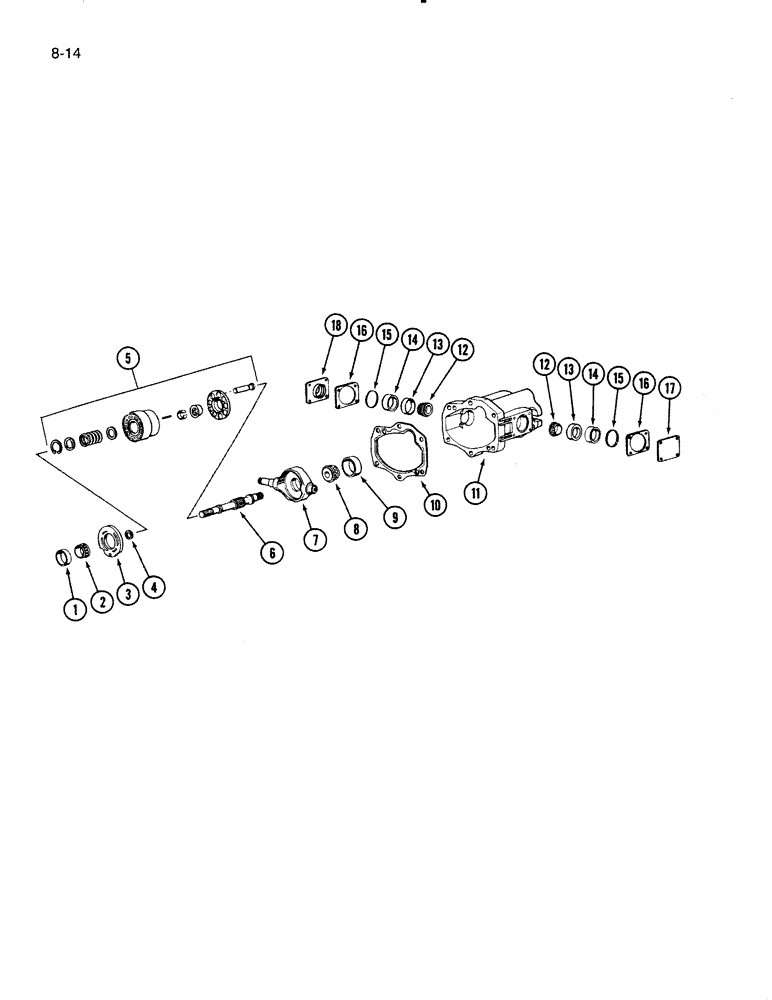 Схема запчастей Case IH 5000 - (8-14) - TANDEM PUMP, INTERMEDIATE SECTION (08) - HYDRAULICS