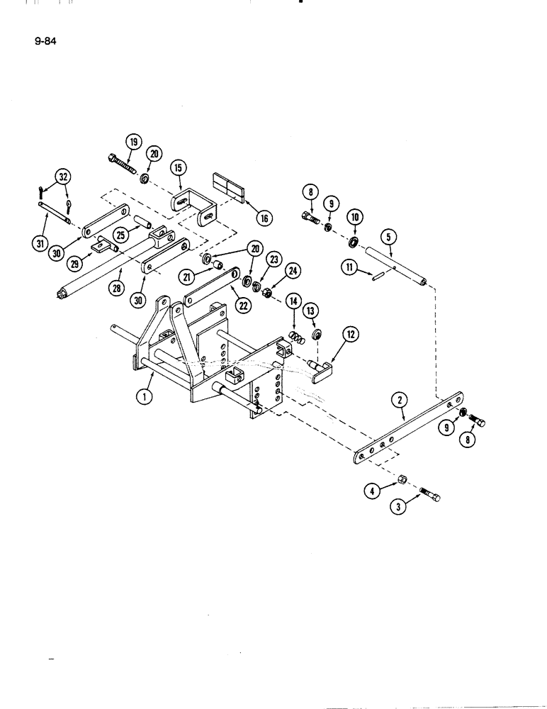 Схема запчастей Case IH 60FS - (9-084) - HITCH MOUNTING BRACKET, 60FS MOWER (03) - CHASSIS/MOUNTED EQUIPMENT