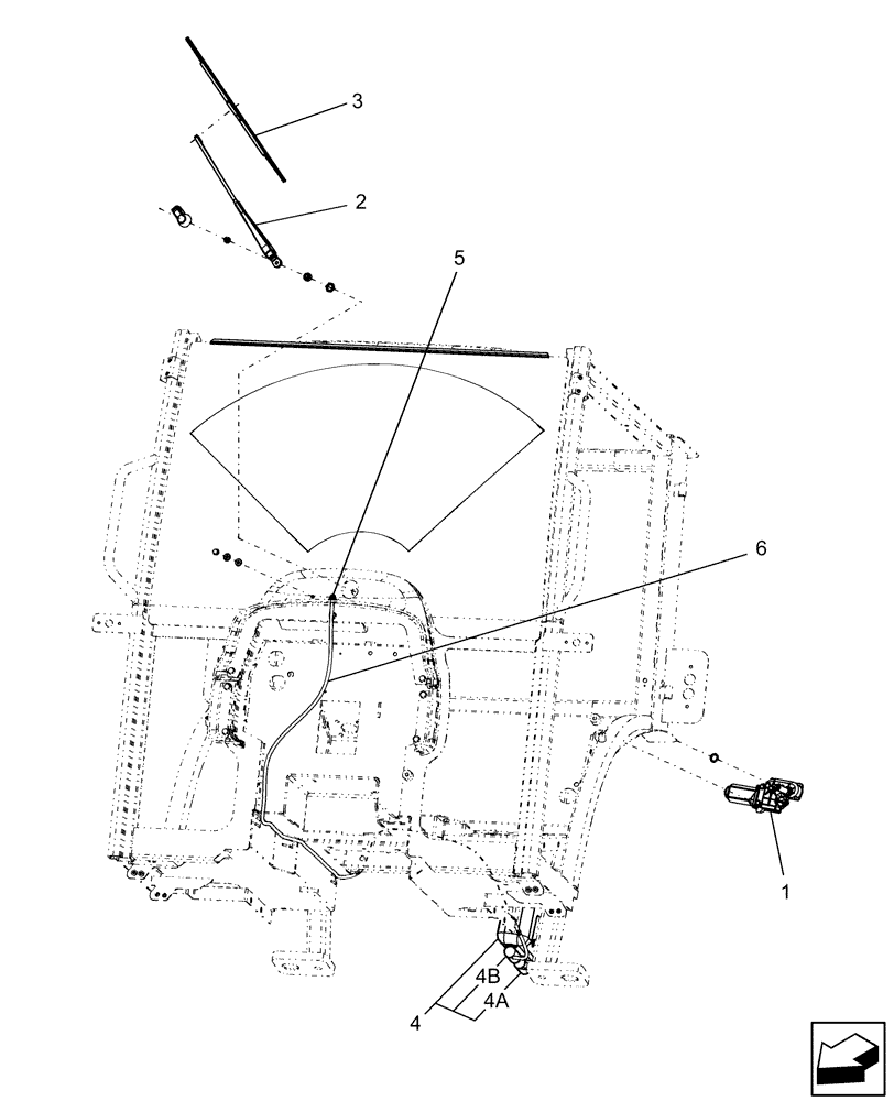 Схема запчастей Case IH DX55 - (10.17.01) - FRONT WINDSHIELD WIPER/WASHER (10) - OPERATORS PLATFORM/CAB