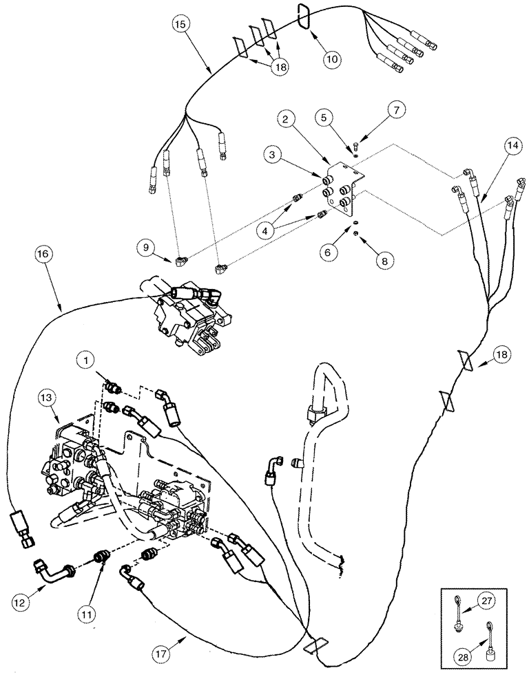 Схема запчастей Case IH L555 - (08-36) - HYDRAULICS EXTERNAL VALVE 2 Function - CX70 - CX100 With Self Leveling (08) - HYDRAULICS