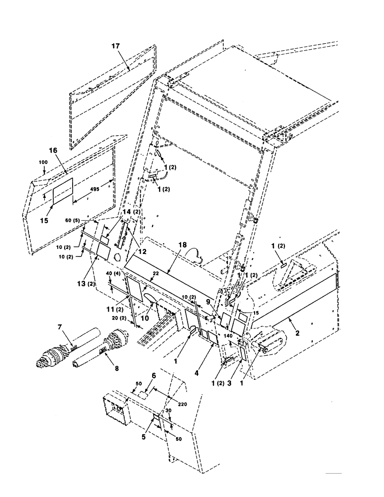 Схема запчастей Case IH 8450 - (140) - DECALS AND LOCATION DIAGRAM, FRONT Decals & Attachments