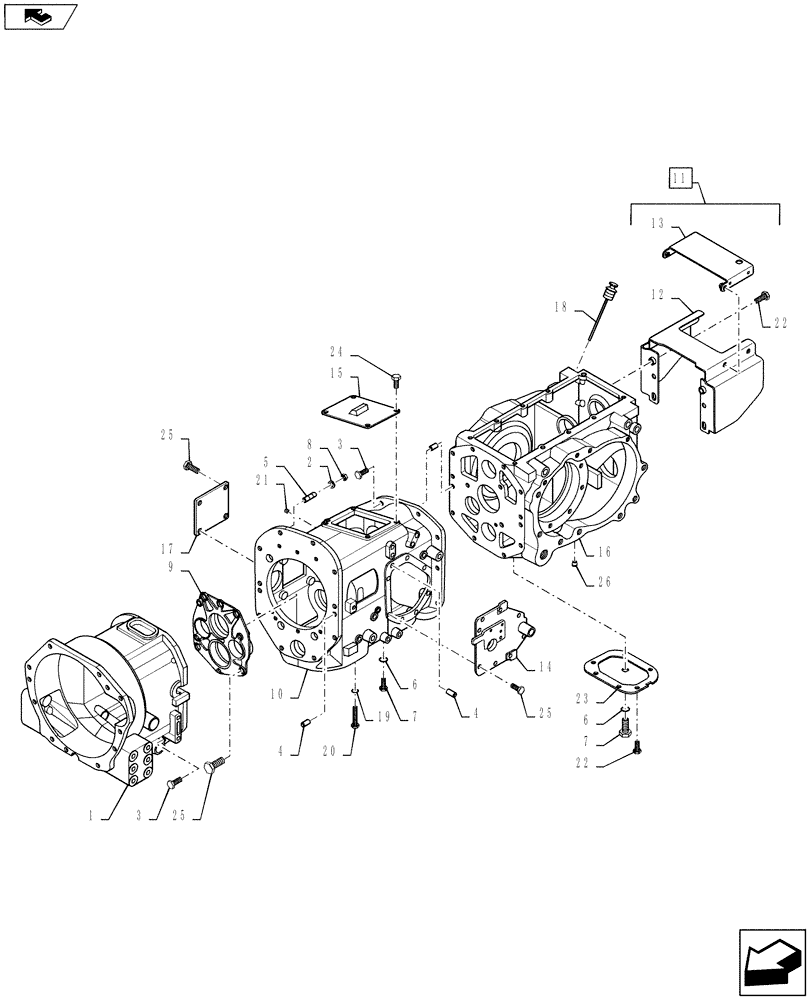 Схема запчастей Case IH FARMALL 50B - (21.118.02) - TRANSMISSION CASE - 16X16 (21) - TRANSMISSION