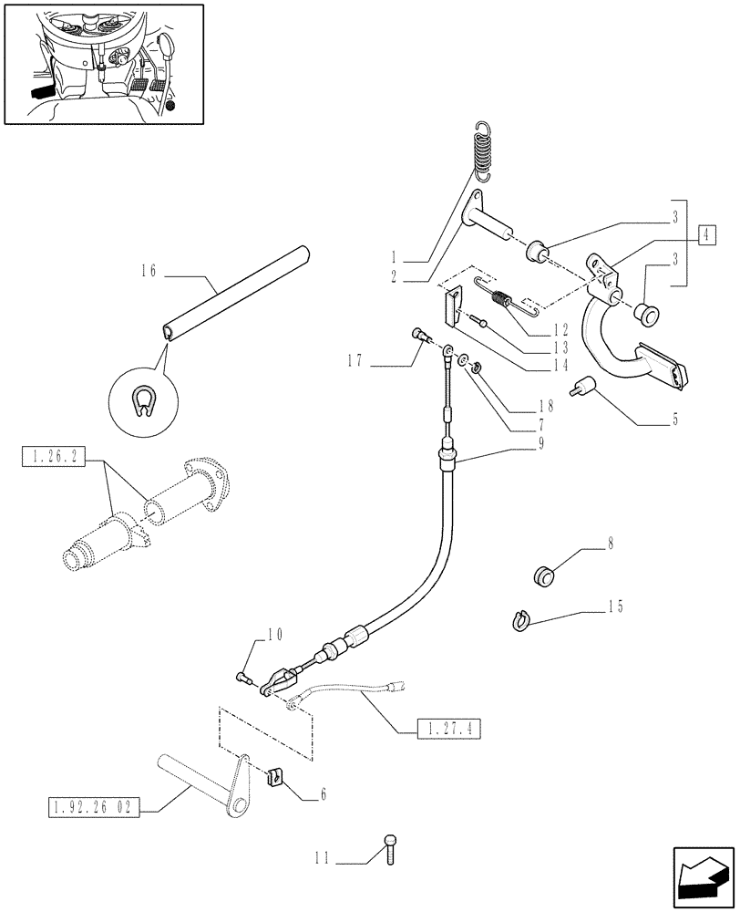 Схема запчастей Case IH JX60 - (1.92.26[01A]) - CLUTCH PEDAL - D6967 (10) - OPERATORS PLATFORM/CAB