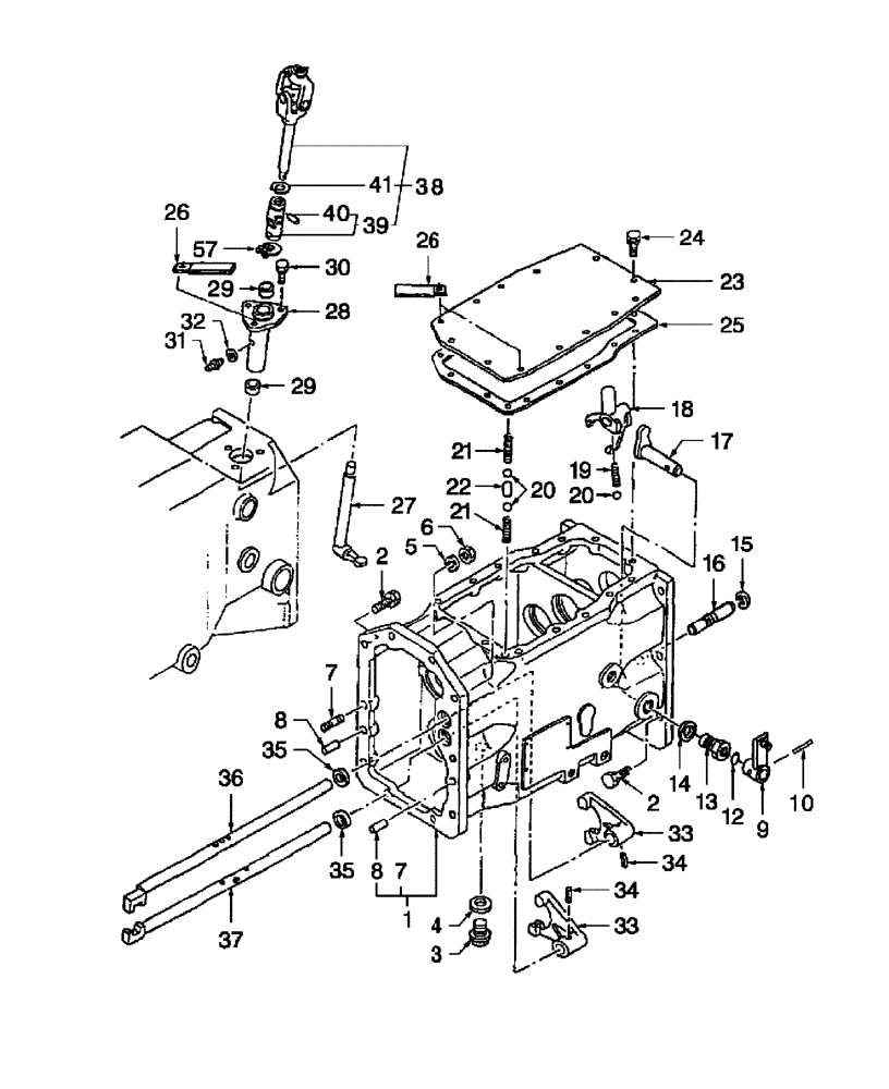 Схема запчастей Case IH DX31 - (03.04) - FRONT TRANSMISSION CASE & SHIFTER, W/9 X 3 (03) - TRANSMISSION