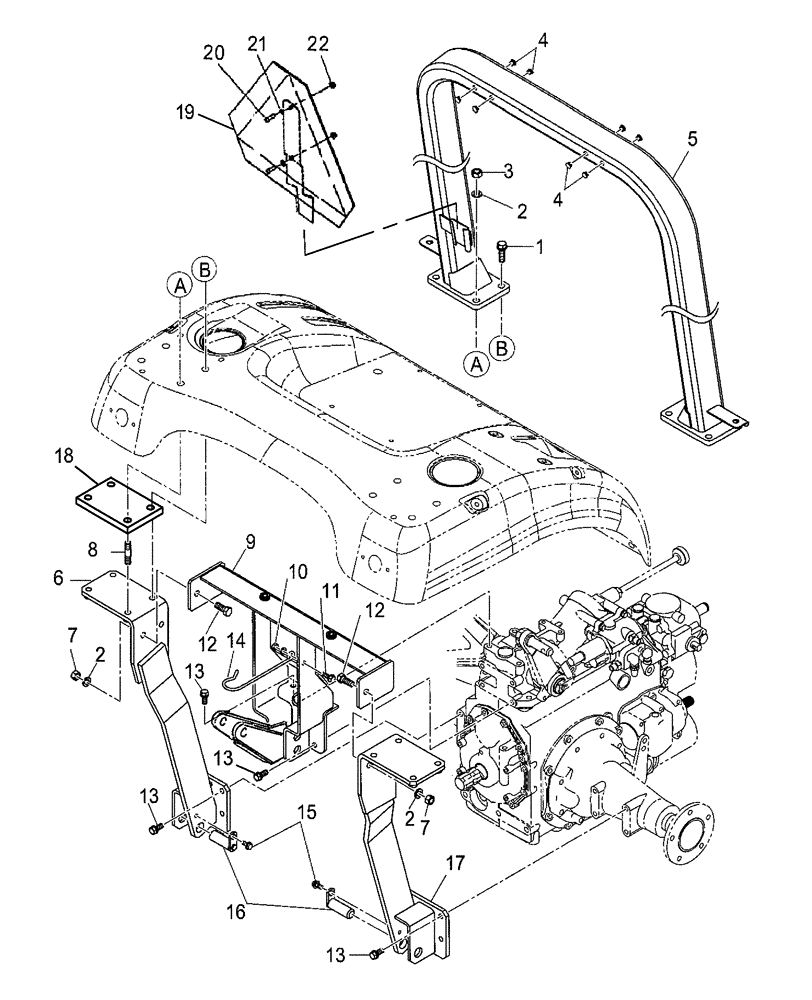 Схема запчастей Case IH DX22E - (10.04) - ROLL BAR & RELATED PARTS (10) - OPERATORS PLATFORM/CAB