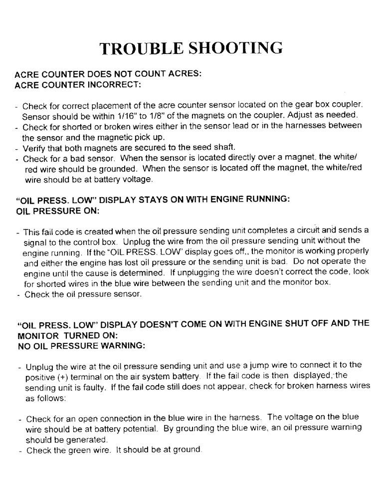 Схема запчастей Case IH 2000 - (C28) - TROUBLE SHOOTING 