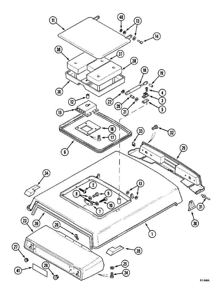 Схема запчастей Case IH 5150 - (9E-48) - ROOF WITH HATCH (09) - CHASSIS/ATTACHMENTS