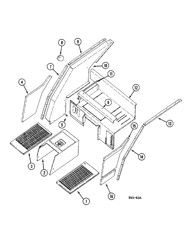Схема запчастей Case IH 685 - (9-718) - CAB INSULATION (09) - CHASSIS/ATTACHMENTS