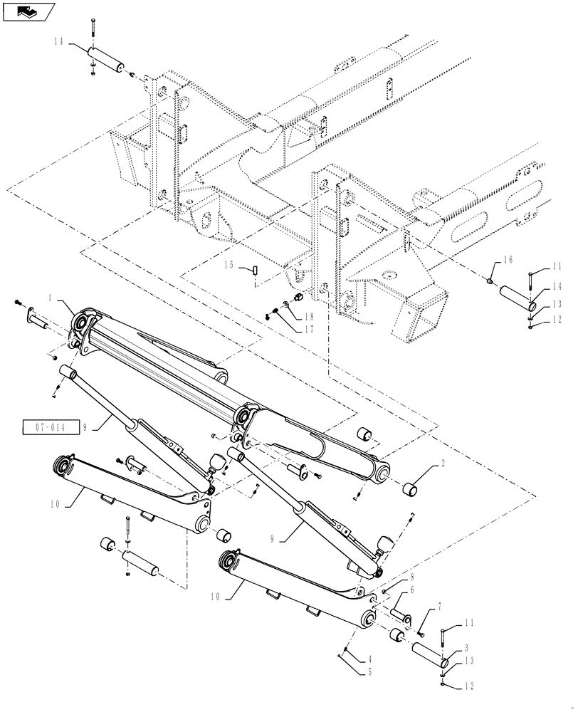 Схема запчастей Case IH 4420 - (04-001[02]) - HITCH GROUP,BOOMS, ASN Y9T026173 Suspension & Frame