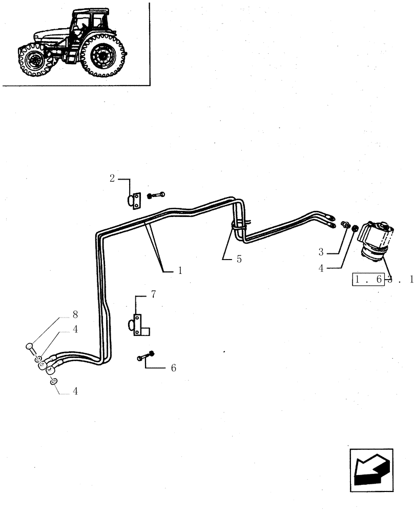 Схема запчастей Case IH JX95 - (1.63.8[04]) - POWER STEERING - PIPES AND UNIONS (04) - FRONT AXLE & STEERING