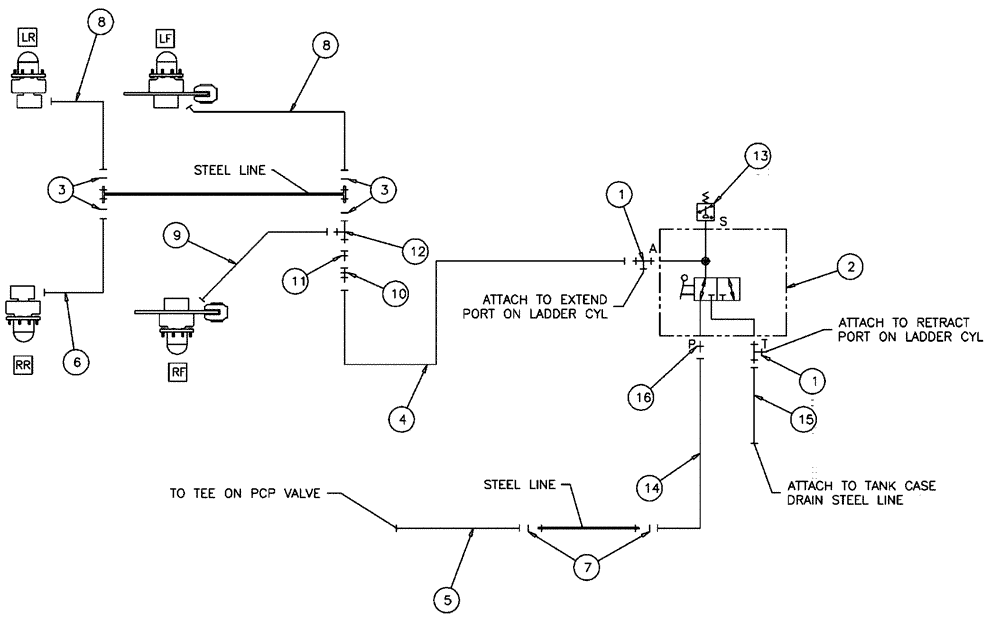 Схема запчастей Case IH SPX4410 - (06-017) - PARK BRAKE GROUP Hydraulic Plumbing