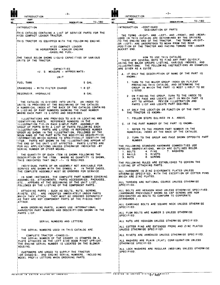 Схема запчастей Case IH 4120 - (003) - INTRODUCTION - FLUID CAPACITIES (00) - GENERAL