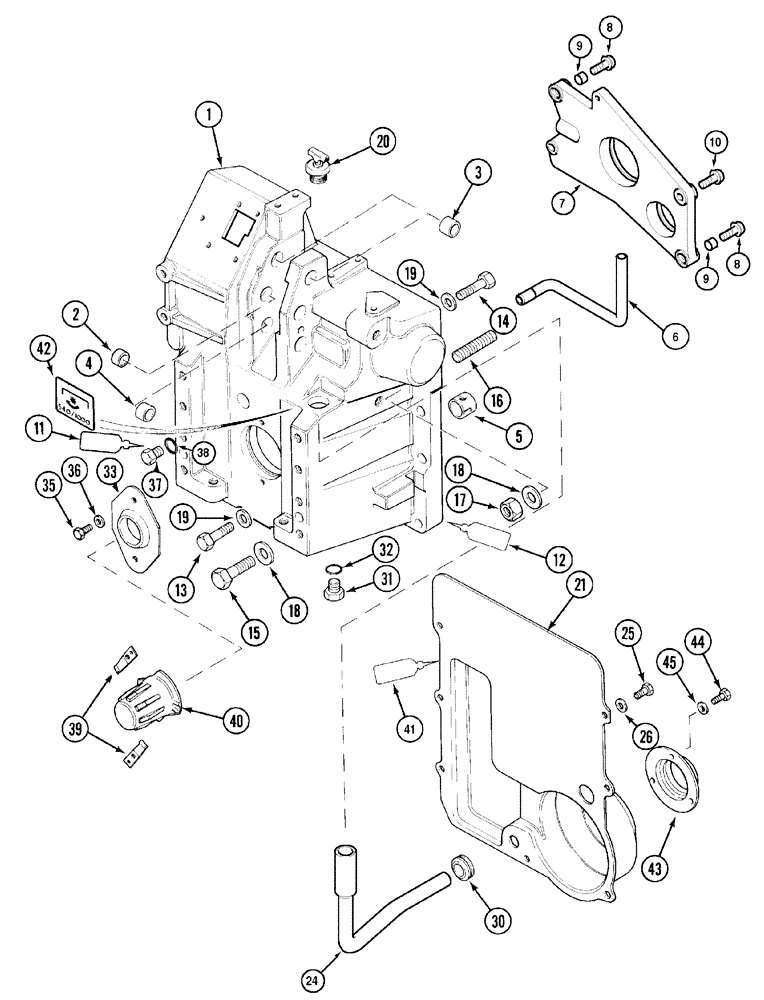 Схема запчастей Case IH MX90C - (06-24) - P.T.O. HOUSING AND OIL BAFFLE, EUROPE ONLY (06) - POWER TRAIN