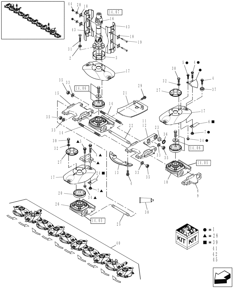 Схема запчастей Case IH DCX131F - (14.04/01) - CUTTERBAR (14) - CROP CUTTING