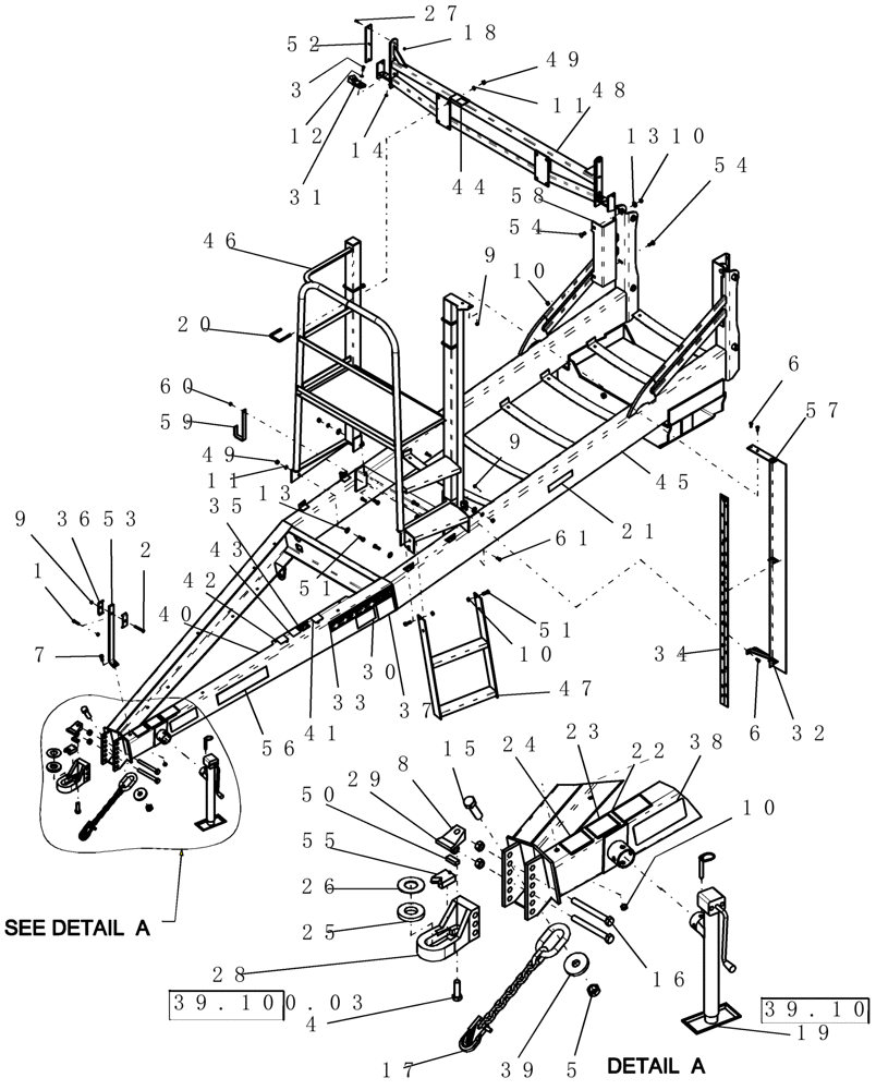 Схема запчастей Case IH 160 - (39.100.01) - MAIN FRAME - ASSEMBLY, CART (39) - FRAMES AND BALLASTING