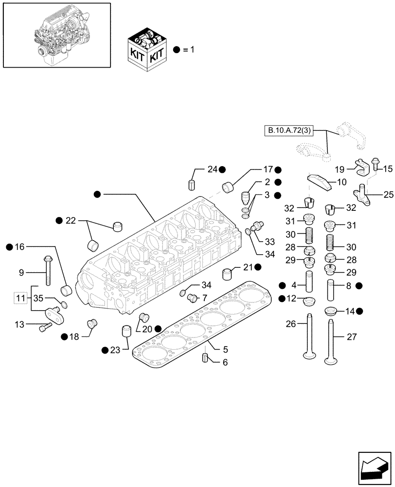 Схема запчастей Case IH AFX8010 - (B.10.A.72[2]) - CYLINDER HEAD & RELATED PARTS (500387339) B - Power Production