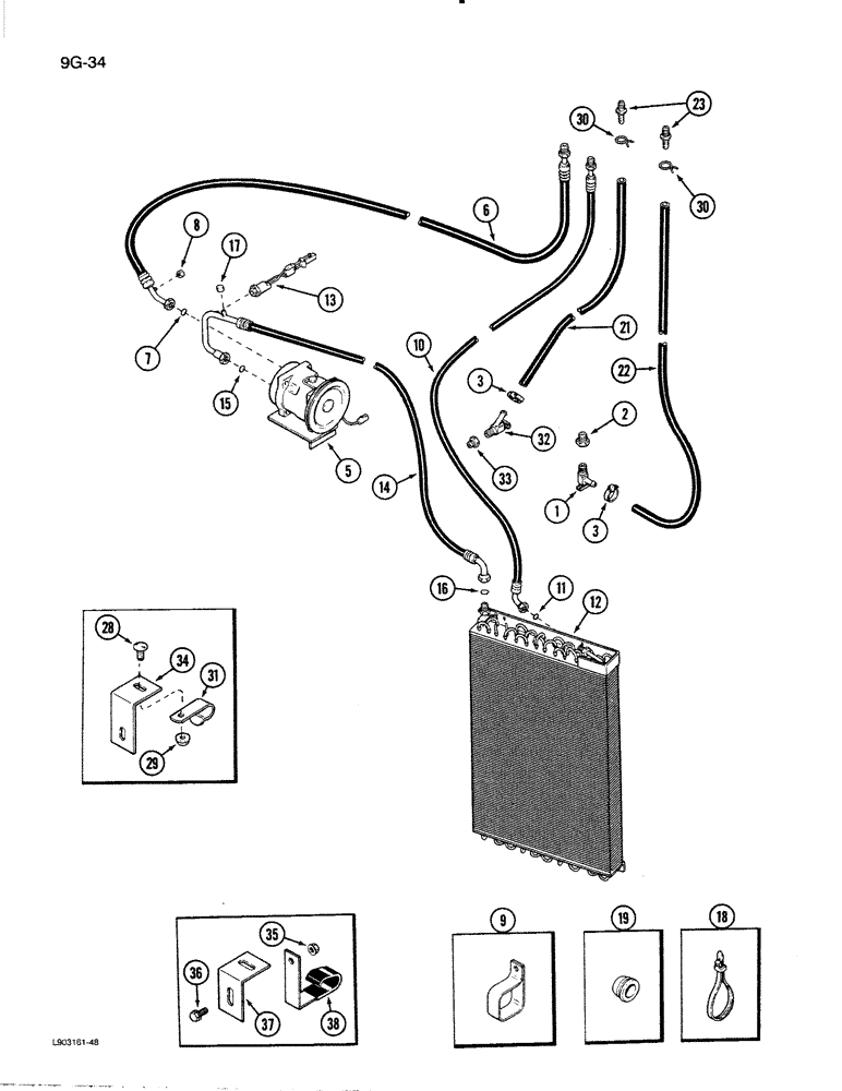Схема запчастей Case IH 1620 - (9G-34) - HEATER AND AIR CONDITIONING, CHASSIS CONNECTIONS (10) - CAB & AIR CONDITIONING