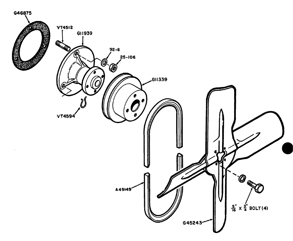 Схема запчастей Case IH 630 - (031) - WATER PUMP AND FAN (02) - ENGINE