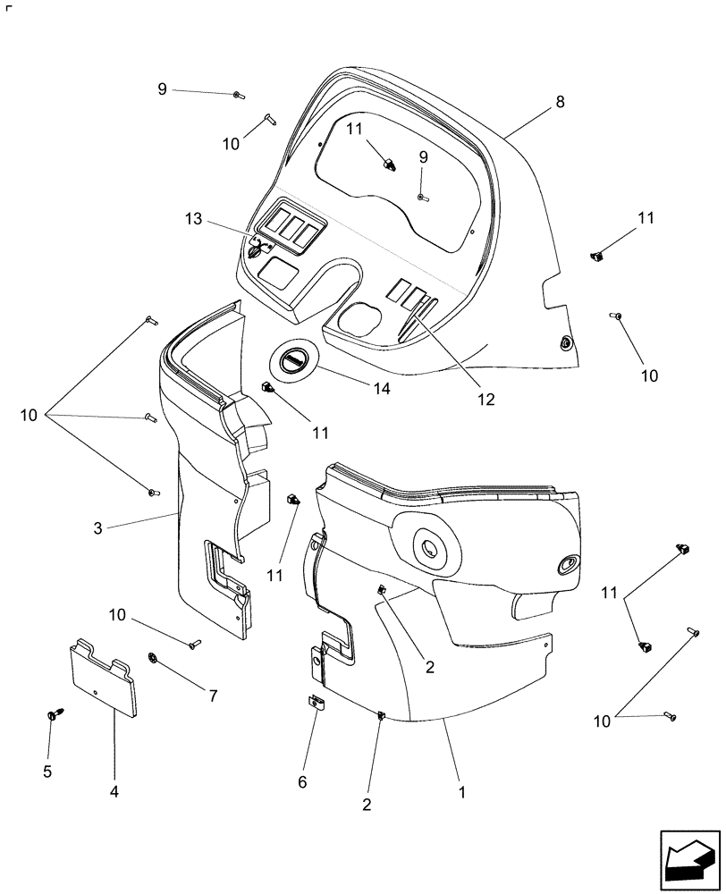 Схема запчастей Case IH DX60 - (10.11) - CONSOLE & DECALS (10) - OPERATORS PLATFORM/CAB
