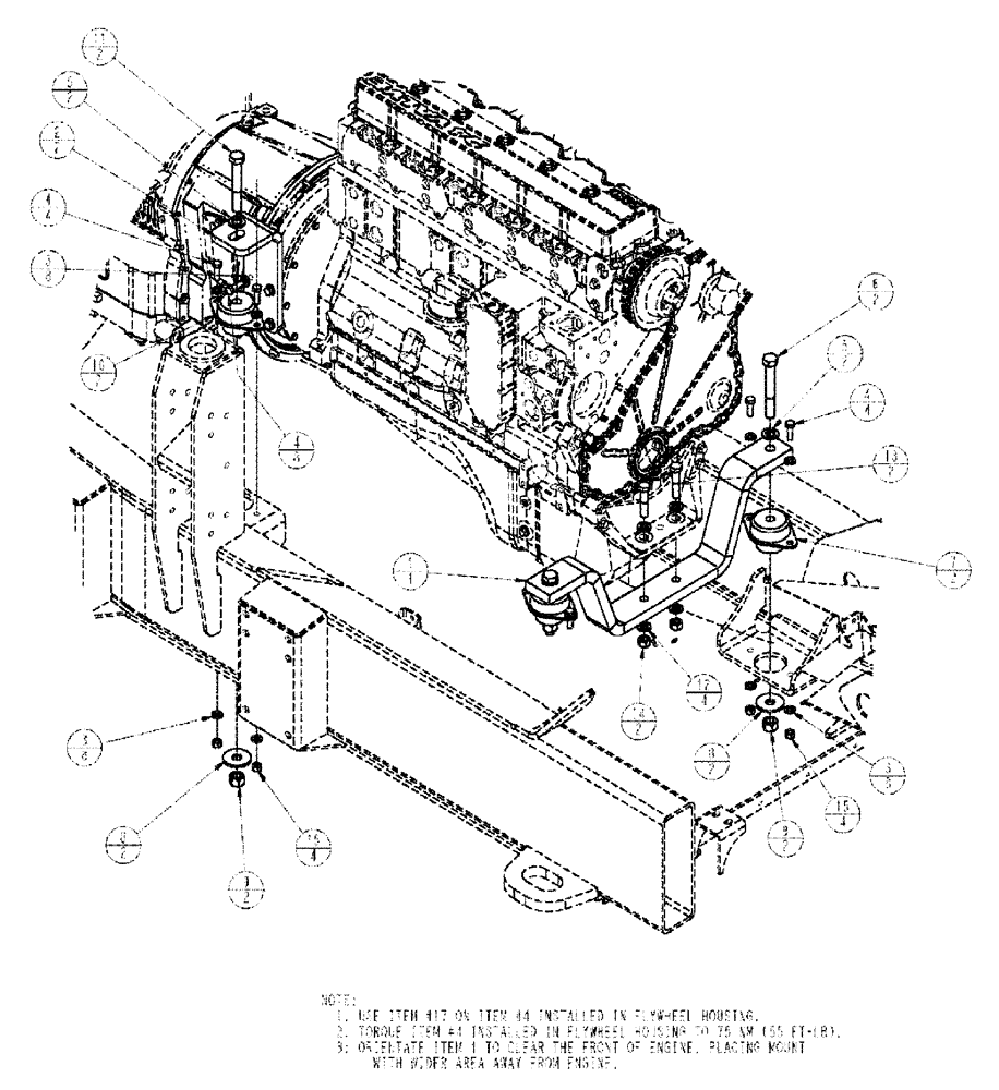 Схема запчастей Case IH TITAN 3520 - (02-003) - ENGINE MOUNTS GROUP (01) - ENGINE