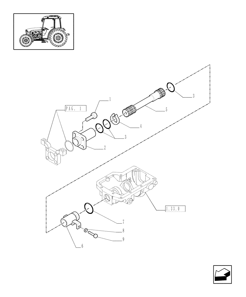 Схема запчастей Case IH JX1085C - (1.38.5/01[02]) - (VAR.445-449) 4WD RICE FIELD VERSION - FLANGE AND REAR AIRTIGHT GUARD FOR TRANSMISSION SHAFT (04) - FRONT AXLE & STEERING