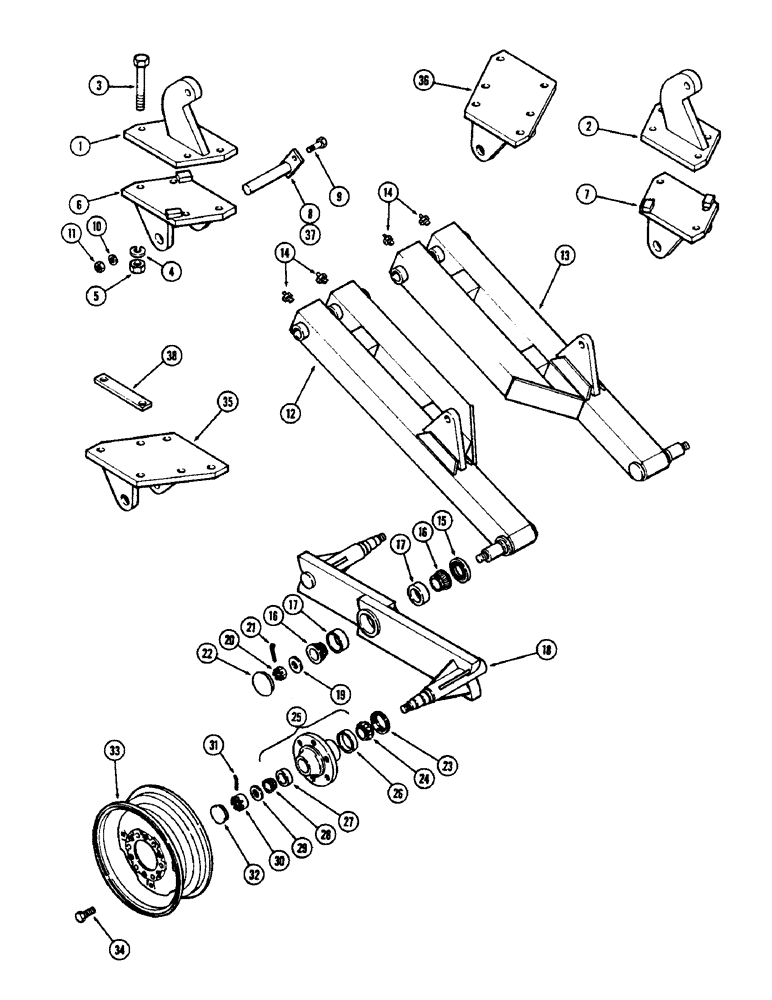 Схема запчастей Case IH 513V - (22) - GAUGE WHEEL, HYDRAULIC, PRIOR TO SERIAL NUMBER 1634813 