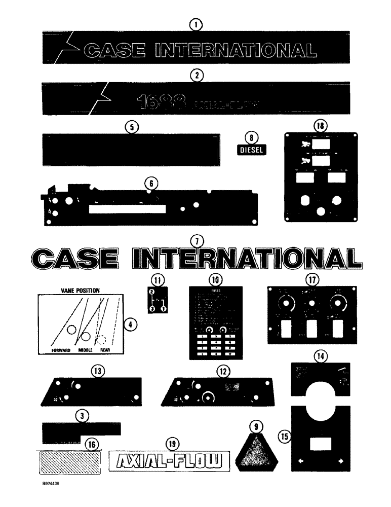 Схема запчастей Case IH 1688 - (9H-32) - DECALS, COMBINE (12) - CHASSIS
