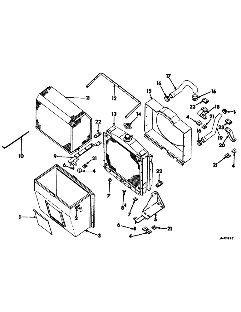 Схема запчастей Case IH 403 - (231) - AIR CHUTE, RADIATOR AND CONNECTIONS, COMBINE S/N 805 AND ABOVE, D-301 ENGINE (10) - ENGINE