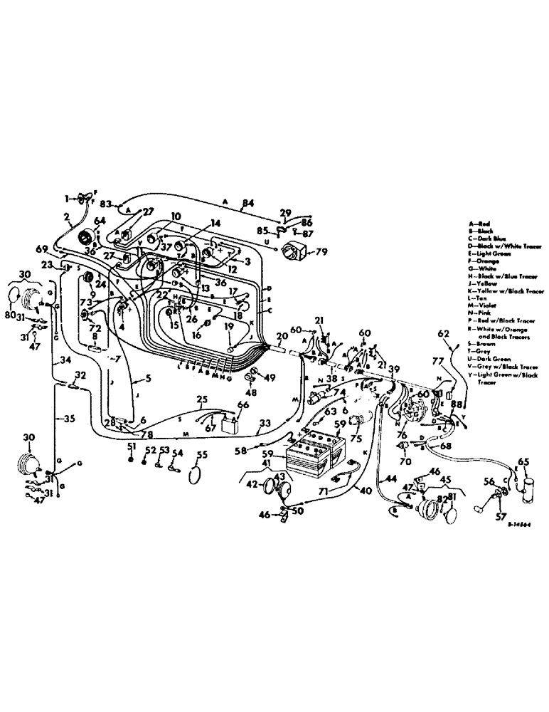 Схема запчастей Case IH 915 - (G-11) - ELECTRICAL SYSTEM, WIRING DIAGRAM, BASIC, FOR DIESEL ENGINE, SERIAL NO. 1249 AND BELOW (06) - ELECTRICAL SYSTEMS