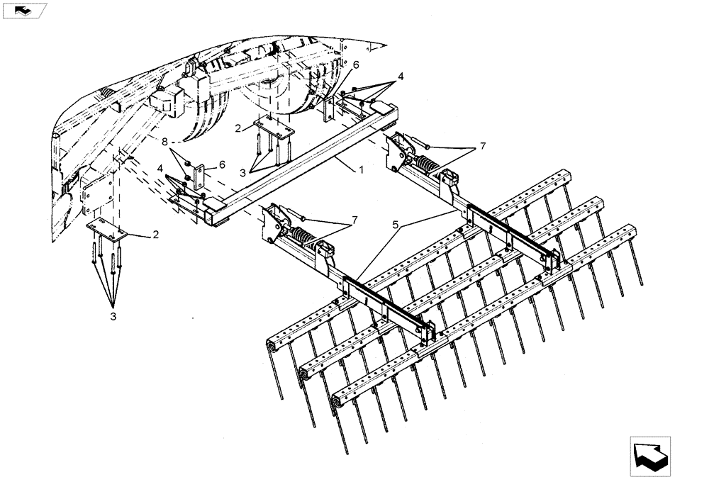 Схема запчастей Case IH 330 TRUE-TANDEM - (75.200.21) - COIL TINE MOUNT MAIN FRAME (75) - SOIL PREPARATION
