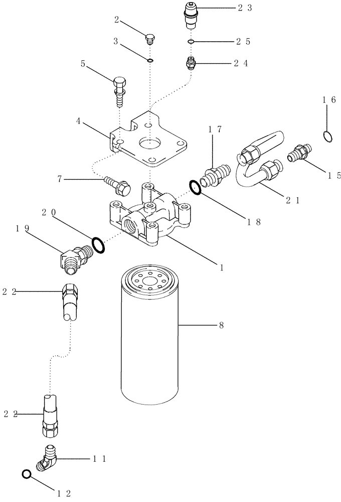 Схема запчастей Case IH MX285 - (03-06) - FUEL FILTER AND CONNECTIONS, MX255 AND MX285 (03) - FUEL SYSTEM