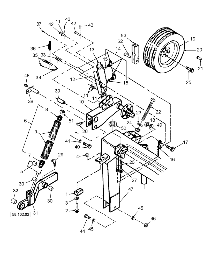 Схема запчастей Case IH DCX101 - (39.100.01[01]) - TRAIL FRAME, RIGHT SIDE (39) - FRAMES AND BALLASTING