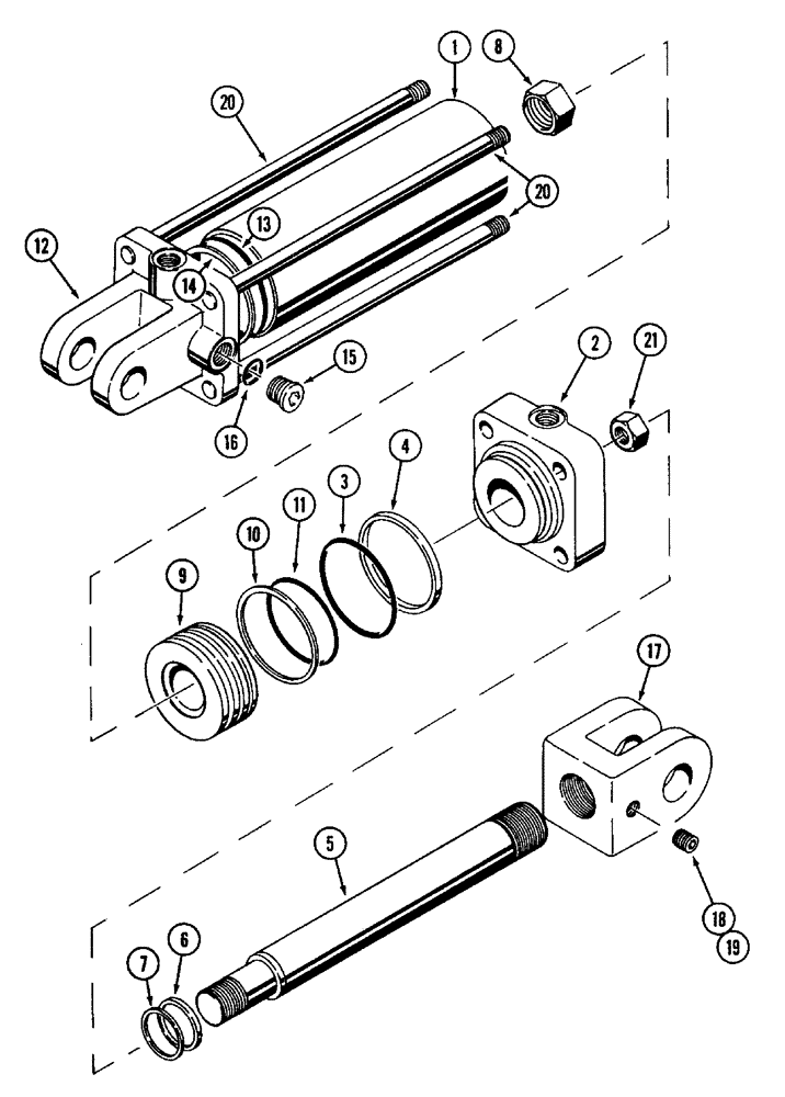 Схема запчастей Case IH 800 - (8-07) - REAR HYDRAULIC CYLINDER, 3-1/2 X 8 INCH (08) - HYDRAULICS