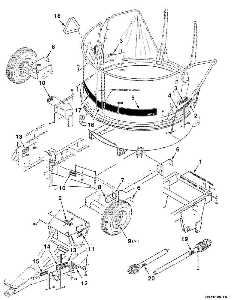 Схема запчастей Case IH 8610 - (9-02) - DECAL LOCATION DIAGRAM, SERIAL NUMBER CFH0036001 THRU CFH0096411 (90) - PLATFORM, CAB, BODYWORK AND DECALS