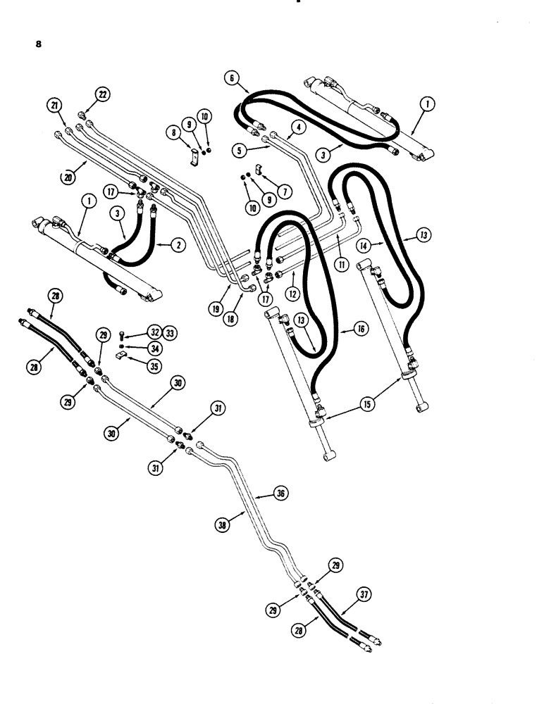 Схема запчастей Case IH 66L - (08) - HYDRAULIC TUBES AND HOSE ASSEMBLY (35) - HYDRAULIC SYSTEMS