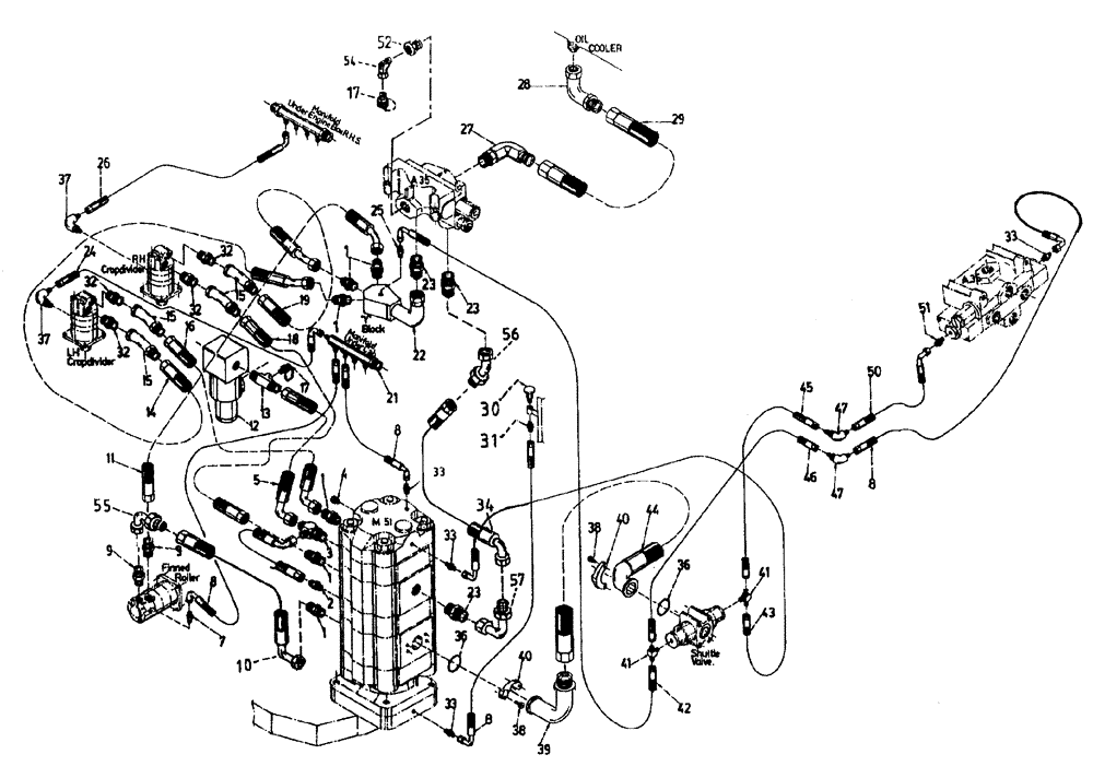 Схема запчастей Case IH 7700 - (B05[20]) - HYDRAULIC CIRCUIT, BASECUTTER, WITHOUT POWER KNOCKDOWN ROLLER, UP TO AND INCLUDING SERIAL # 7649 Hydraulic Components & Circuits