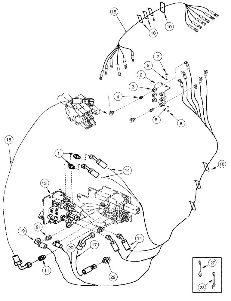 Схема запчастей Case IH L555 - (08-39) - HYDRAULICS EXTERNAL VALVE 3 Function C70 - C100 With Self Leveling (08) - HYDRAULICS