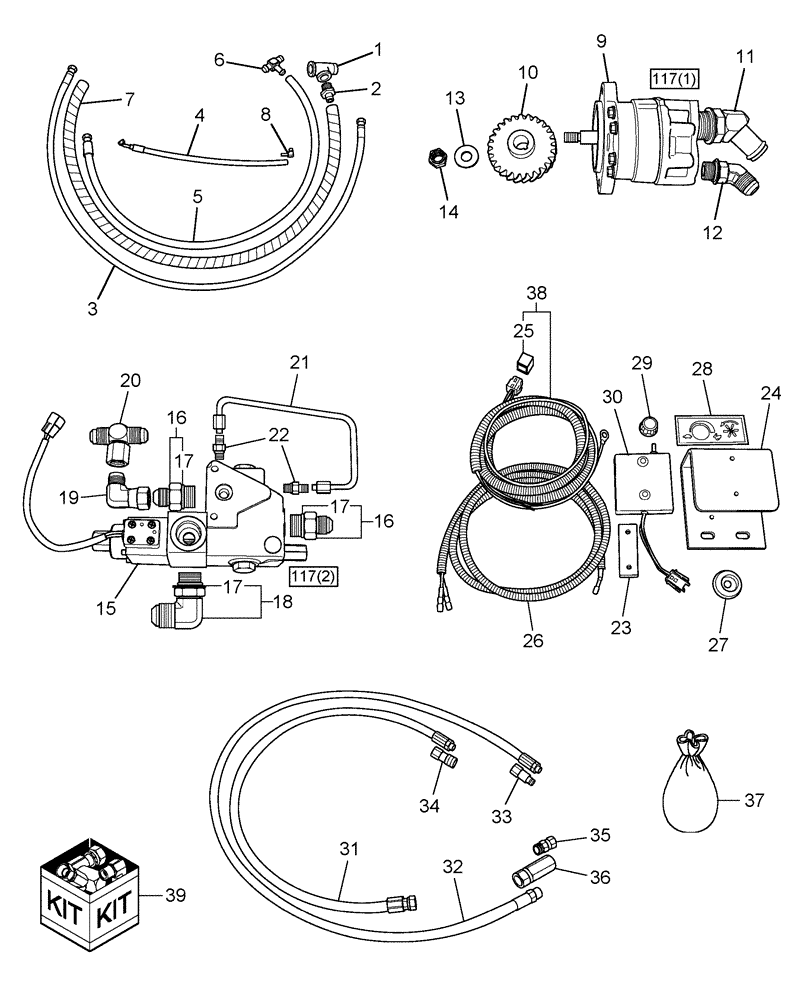 Схема запчастей Case IH WDX1101 - (117[3]) - HYDRAULIC REEL DRIVE KIT (88) - ACCESSORIES