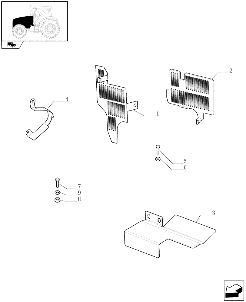 Схема запчастей Case IH PUMA 165 - (1.19.9/01) - (VAR.212-463) FRONT AXLE WITH ACTIVE SUSPENSIONS - ENGINE GUARDS (02) - ENGINE EQUIPMENT