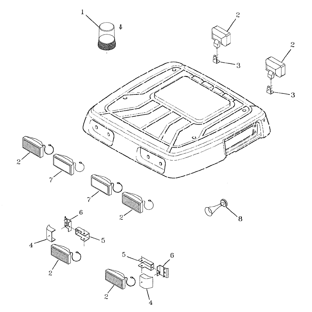 Схема запчастей Case IH AUSTOFT - (A03[24]) - LIGHTS & AIR HORN Mainframe & Functioning Components