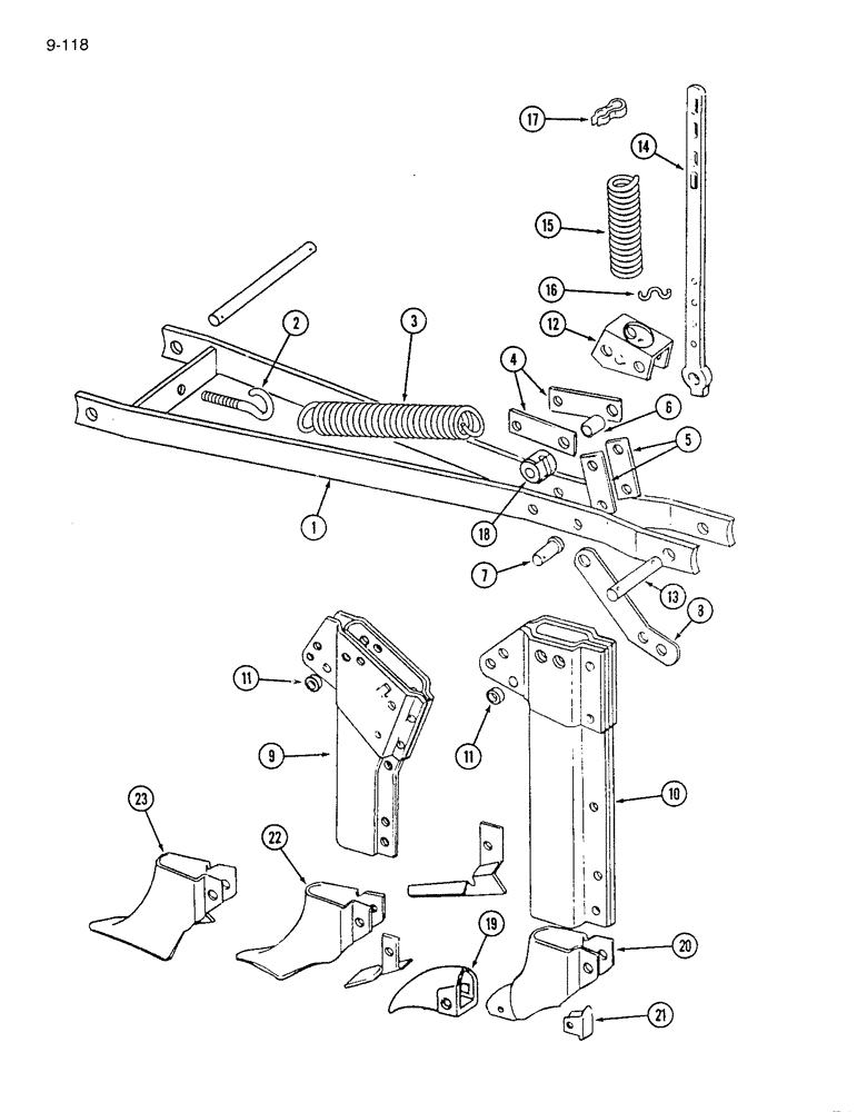 Схема запчастей Case IH 7200 - (9-118) - SPRING TRIP FURROW OPENER (09) - CHASSIS/ATTACHMENTS