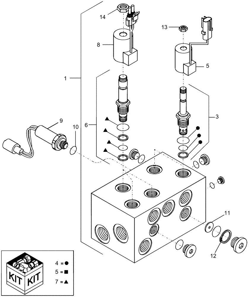 Схема запчастей Case IH 1240 - (35.138.15) - ROW MARKER SOLENOID VALVE ASSEMBLY 401592A1 (35) - HYDRAULIC SYSTEMS