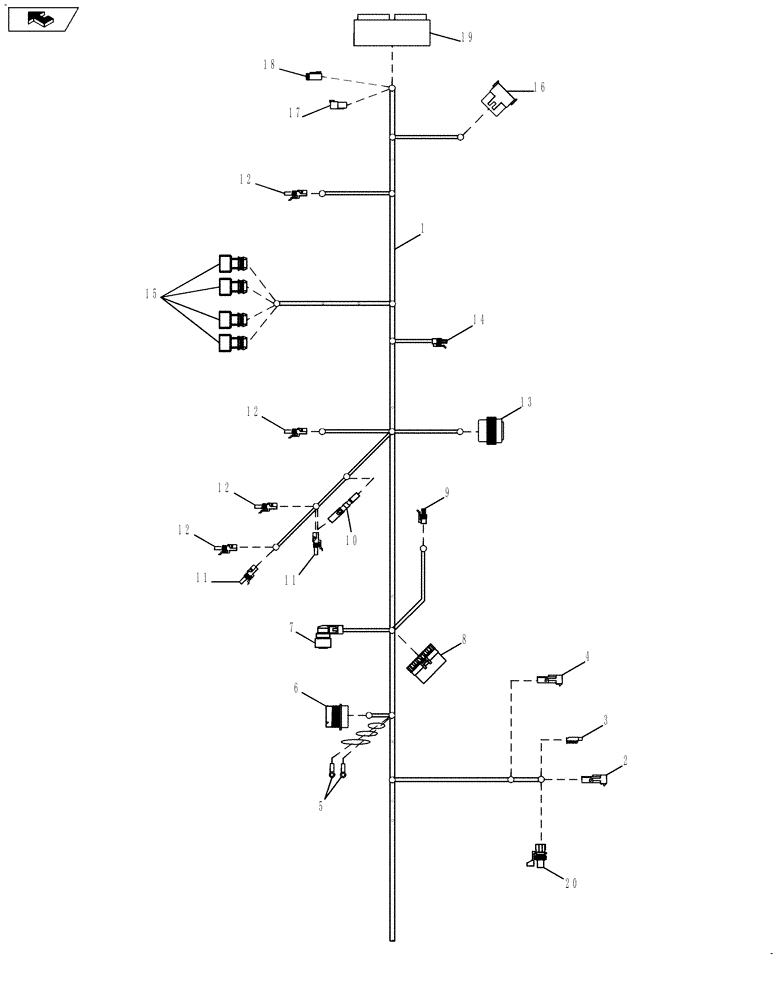 Схема запчастей Case IH 635 - (55.100.05 [01]) - RIGHT SIDE HARNESS COMPONENT LOCATION (55) - ELECTRICAL SYSTEMS