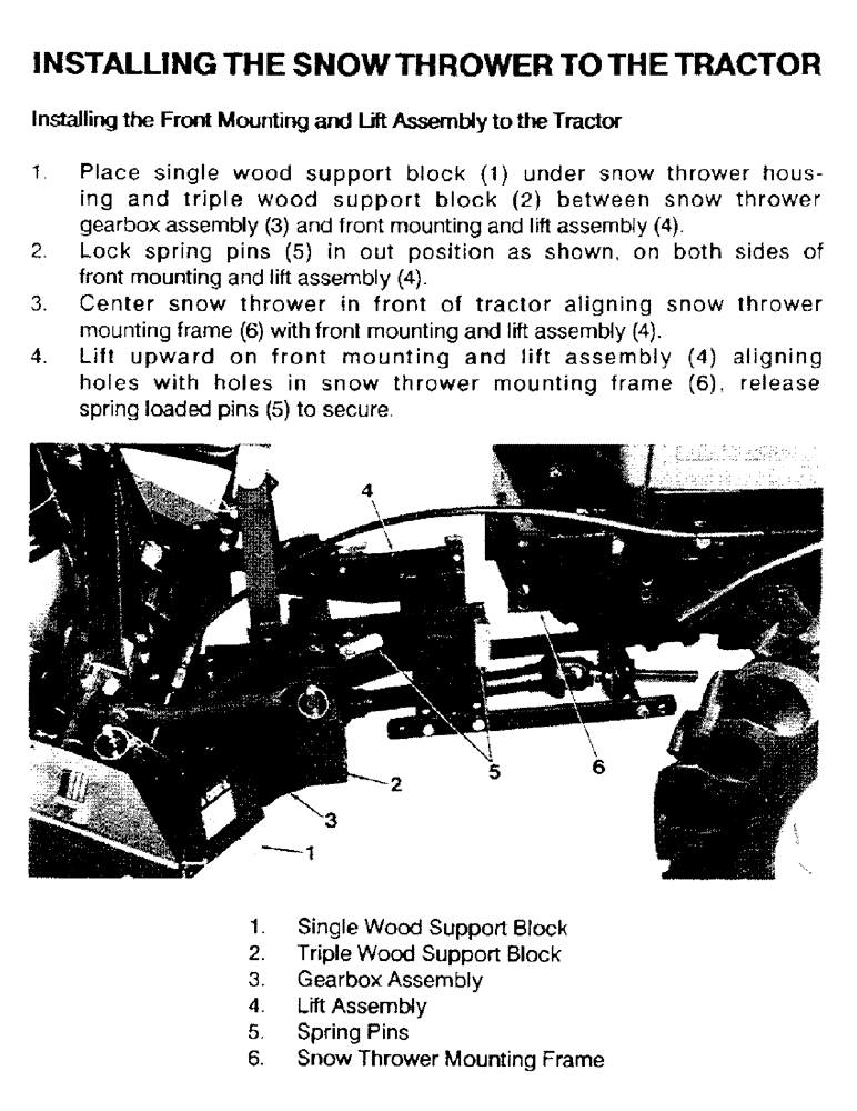 Схема запчастей Case IH ST54 - (11) - INSTALLING THE SNOW THROWER TO THE TRACTOR, INSTALLING THE FRONT MOUNTING AND LIFT ASSEMBLY 