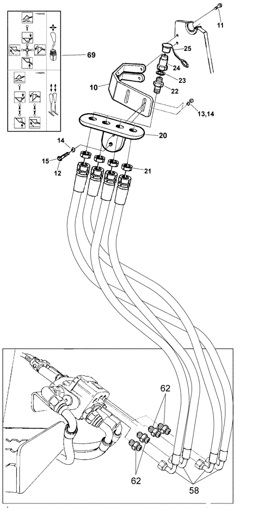 Схема запчастей Case IH L730 - (35.525.AA[02]) - VAR - 717517006 - MID-MOUNT CONTROL VALVE, HYDR LINES (35) - HYDRAULIC SYSTEMS