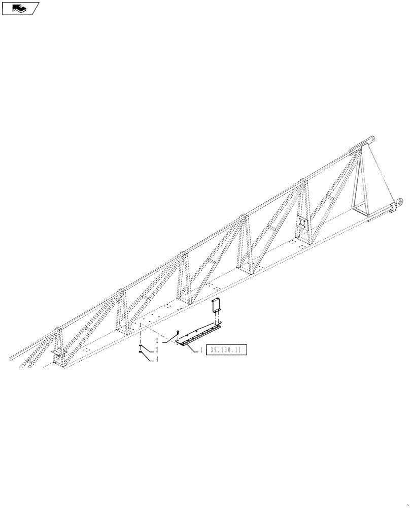Схема запчастей Case IH 610 - (39.130.10) - RH BOOM DOOR STOP ASSEMBLY, USED ON 3 WHEELER ONLY (39) - FRAMES AND BALLASTING