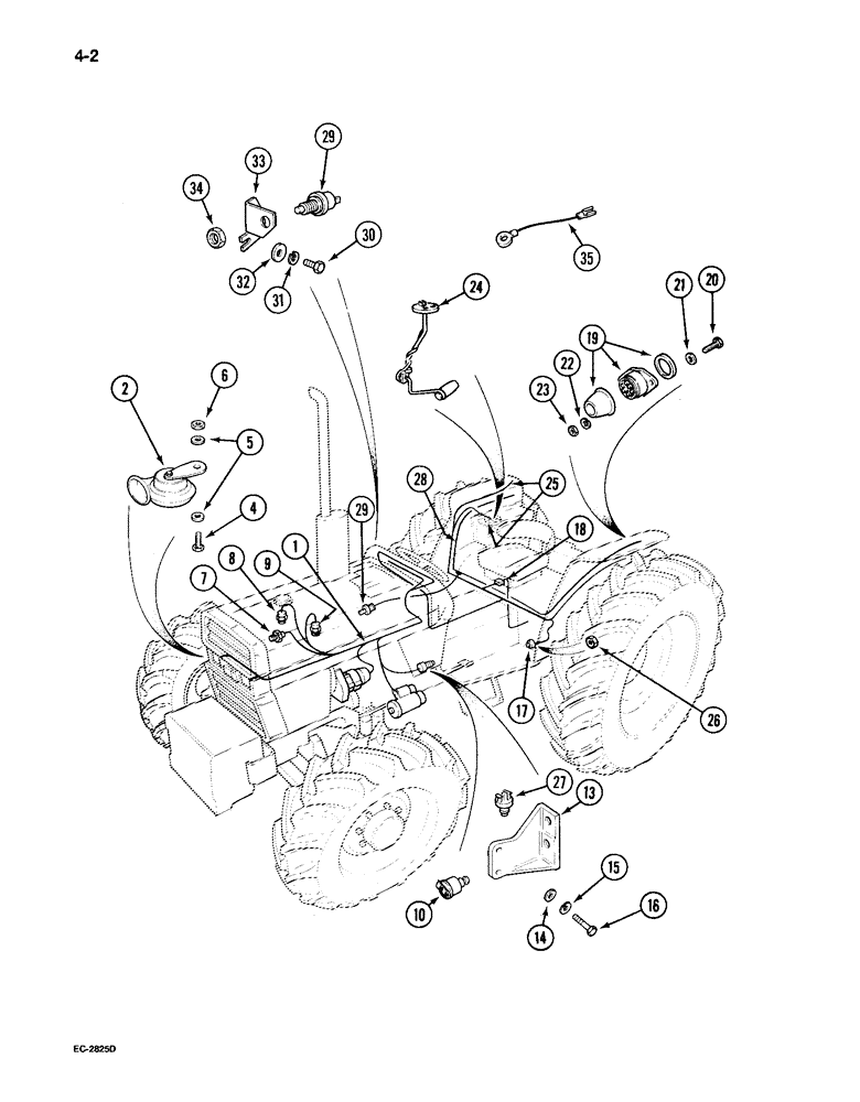 Схема запчастей Case IH 495 - (4-002) - CHASSIS HARNESS AND SWITCHES (04) - ELECTRICAL SYSTEMS