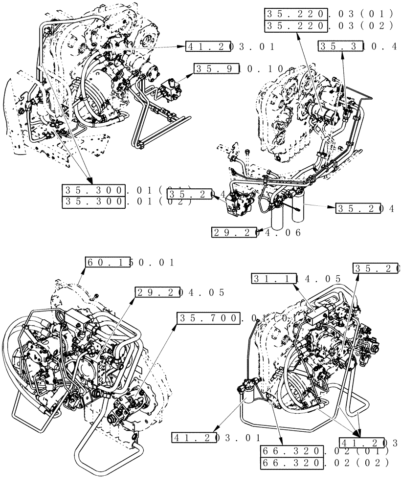 Схема запчастей Case IH 8120 - (35.000.00[01]) - SECTION INDEX - HYDRAULICS, ENGINE GEARBOX (35) - HYDRAULIC SYSTEMS