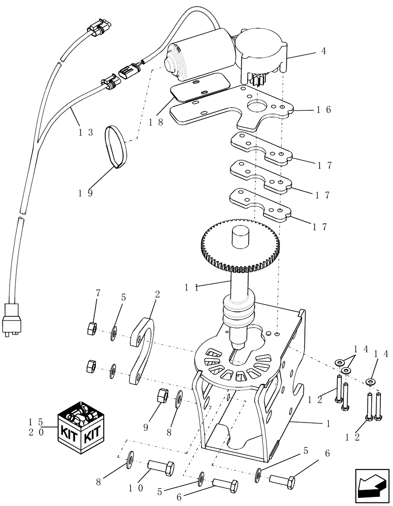 Схема запчастей Case IH 9120 - (55.627.11) - MOTOR, CONCAVE ADJUSTMENT, BSN YBG213619 (55) - ELECTRICAL SYSTEMS